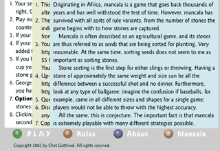 Opening screen with text boxes showing
